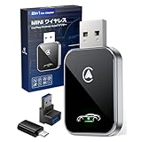AIZEO【2025新型2in1モデル 】MINI CarPlay＆AndroidAuto ワイヤレス アダプター carplay ワイヤレス化アダプター 無線化接続 純正有線CarPlay/Android Auto搭載車適合「サイズ50%削減！コンパクト」ナビ・音声コントロール・音楽・ハンズフリー通話に対応 自動接続 USB-A&L型USB-B変換アダプター付き 技適認証取得済み(ブラック)