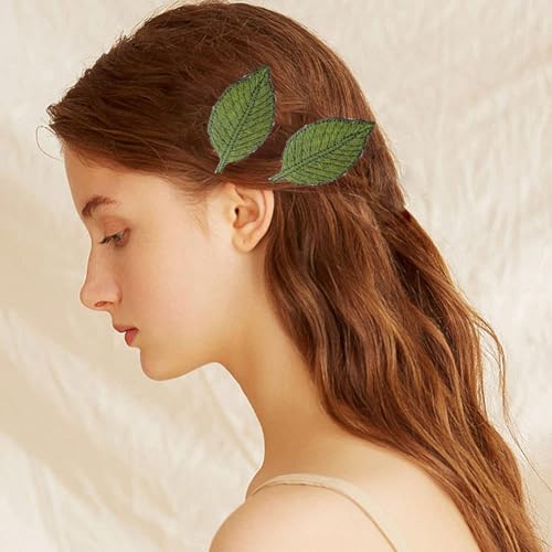 12 clips de cabello vintage con hojas bordadas miniatura 4