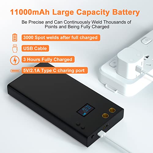 Spot Welder, 11000Mah Battery Spot Welder With Lcd Screen, 80 Gears Adjustable Portable Mini Spot Welder With Type-C Port, Nickel Strip And Usb Charging Cable For Battery Pack Spot Welding #TOP3