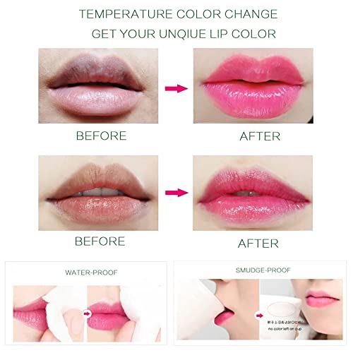 Haoya 3 Pcs Aloe Vera Color Changing Lipstick,Long Lasting Lip Care Nutritious Plumper Lip Balm Moisturizer Magic Temperature Color Change Lip Gloss Matte Makeup #TOP6