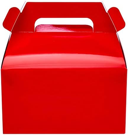 ONE MORE 25-Pack Gable Red Candy Treat Boxes,Small Goodie Gift Boxes for Wedding and Birthday Party Favors Christmas Box 6.2 x 3.5 x 3.5 inch