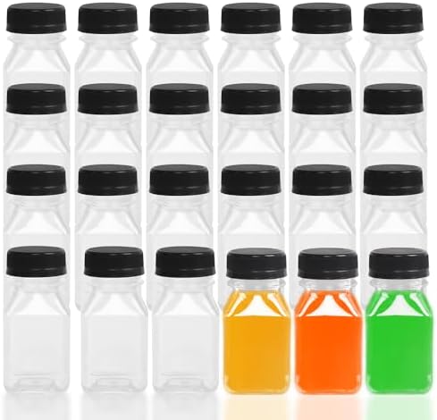 Dandat 100 Pcs Bulk 4oz Mini Plastic Juice Bottles With Caps Clear
