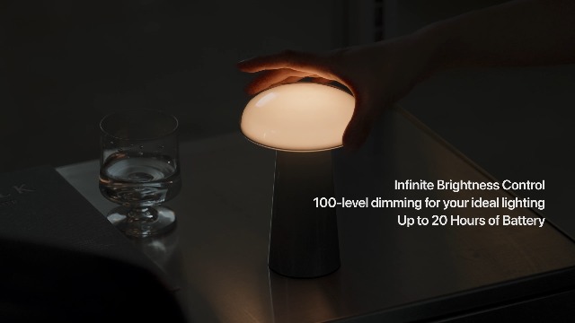 Image of LUMENA Space M1 Portable Table Lamp | Rechargeable LED Bedside Lamp with Detachable Shade, 3 Brightness Levels, 3 Light Modes, 5000mAh Battery, Wireless Mood Light for Room Decor (Light Green)