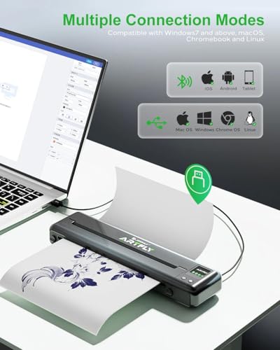 Jconly ARTFLY Tattoo Transfer Stencil Printer - 203DPI Professional Bluetooth/USB-C Thermal Transfer Machine, 18H Battery & Smart LCD for Tattoo Artists, Ultra-Portable Design — view 5
