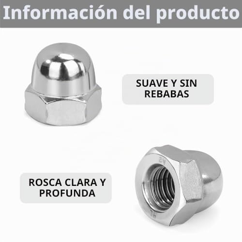 Miniatura 4 de Qimei-Shop Tuercas Ciegas Hexagonales M10 Tuercas De Sombrerete De Acero Inoxidable Tuerca Bellota Para Tornillos Pernos Roscados Varillas Roscadas Según Din 1587 10 Piezas
