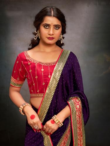 Image of AKHILAM Women's Pink Satin Silk Embroidered Saree with Unstitched Blouse Piece (SANCHI3001 SUM Parent)
