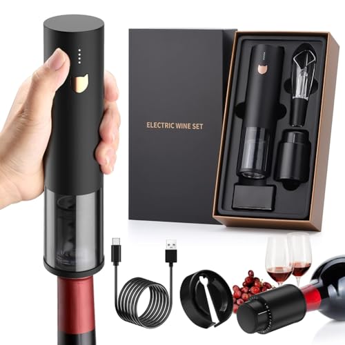 Jnchdghwa Regalos de Vino - Abridor de Vino Eléctrico - Abridor de Vino Automático Recargable - Sacacorchos Eléctrico Inalámbrico - Abridor de de Vino