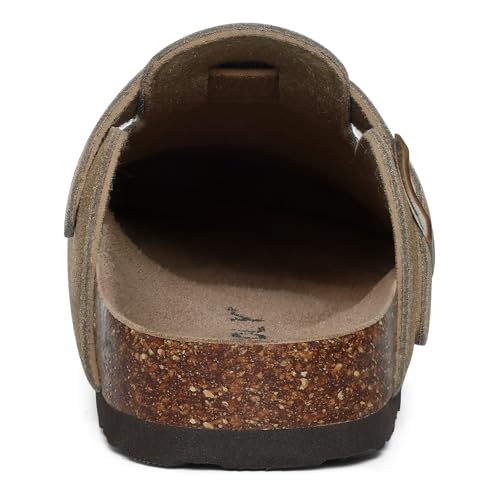 Image of ODOLY Genuine Suede Clogs for Women Men Soft Cork Footbed Leather Mules Comfort Potato Shoes with Arch Support