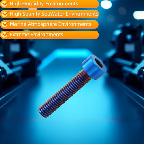 Image of M8x25mm Titanium Bolts, Burnt Blue, 6PC | Lightweight Hex Socket Screws, MTB /Road Bike /Motorcycle, Corrosion Resistant, Marine Grade Fasteners