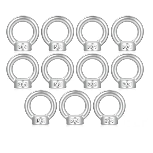 11 Pcs M6 Tuerca de Anillo de Elevación, Tuercas de Ojo de Elevación de acero inoxidable 304, tuercas de anillo con rosca hembra para accesorios de fijación portuaria y ingeniería de elevacións (M6)