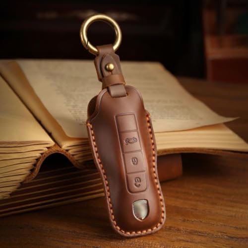 Zyntirik Leather Key Fob Cover Key Case Compatible with Porsche 911, Cayenne, Macan, Panamera, Cayman, Boxster (Brown) by Zyntirik - Used condition - Image 5
