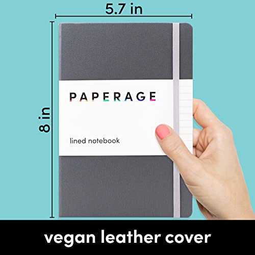 Image of PAPERAGE Lined Journal Notebook, (Dark Grey), 160 Pages, Medium 5.7 inches x 8 inches - 100 GSM Thick Paper, Hardcover