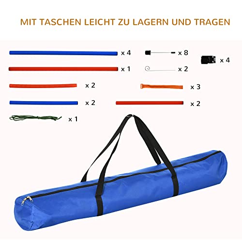 PawHut Agility-Übungs-Set Slalom-Hürden-Sprungring 3 in 1 Hundesport Trainingsplatz PE Blau+Rot
