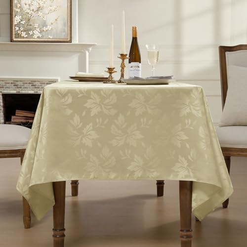 Romanstile große Jacquard Tischdecke abwaschbar 350x150 cm beige Blumen Tischdecken rechteckig Tischtuch Tischwäsche Table Cloth deko für… – Ansicht 4