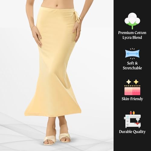Image of TRASA Womens Saree Shapewear Petticoat, Cotton Lycra Petticoat, Skirts for Women, Shape Wear Dress for Saree