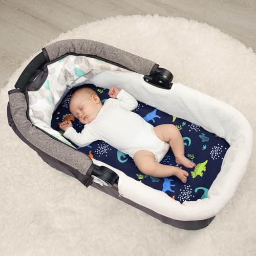 Image of PHF 3 Pack Soft Bassinet Sheets, Dinosaur Breathable Comfy Cradle Sheets for Baby Boys, No Slip Universal Fit for Most Cradle and Bassinet Mattress, Navy Dinosaur