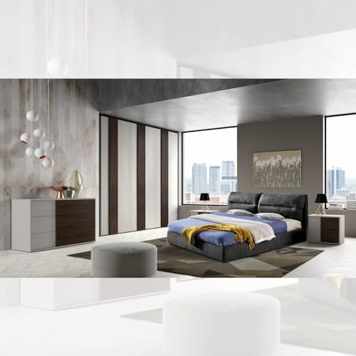 Camere da letto Toscohome Camera da letto completa colore grigio frassinato con inserti noce scuro - Cecilia