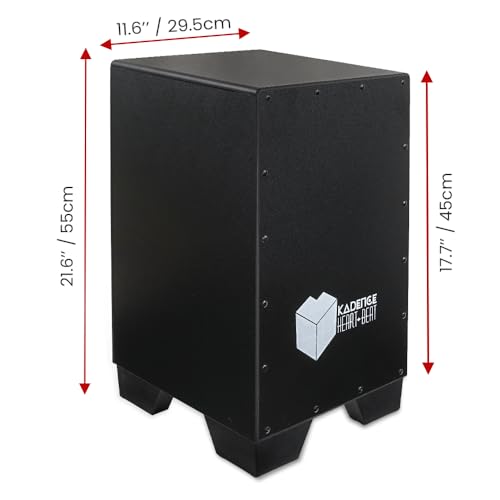 Image of Kadence CJBLK Heartbeat Cajon with Dust Cover | 40 Non-Adjustable Snare Strands | Tech Wood Body | Anti Skid PU Feet | Includes Learning Course | Black