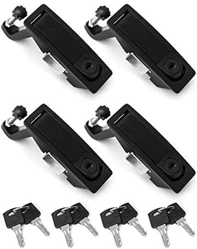 QWORK Large Lever Hand Operated Compression Latch, 4 Pack Hand Operated Latches, Push Button Actuation, Adjustable Lever Push Button Actuation, Flush Lever Marine