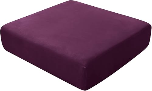 UNBBRRL Fundas elásticas de cojín para asiento de sofá, fundas de cojín de sofá de terciopelo lujoso, funda de cojín antideslizante (morado, S)