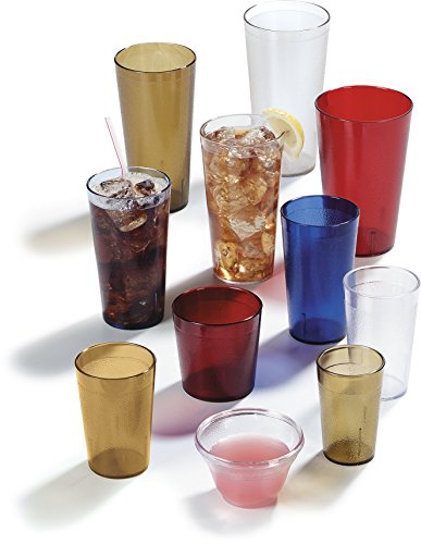 Carlisle FoodService Products Stackable Tumbler Plastic Tumbler with Pebbled Exterior for Restaurants, Catering, Kitchens, Plastic, 34.9 Ounces, Ruby, (Pack of 24)