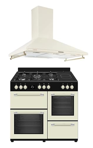 PACK SOLTHERMIC RANGE3HOR COCINA MIXTA PROFESIONAL + CAMPANA A JUEGO DE 90 CREMA / 5 FUEGOS GAS 2 VITRO / 3 HORNOS/TEMPORIZADOR Y TURBO/ENTREGA A DOMICILIO Y RETIRADA DEL USADO GRATIS