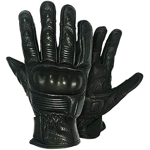 GREAT BIKERS GEAR - Fiber Knuckle Leather Biker Gloves | Biker Gloves, Fiber Knuckle Gloves (X-Large, Palm Size, 10.5cm, Black) Cover
