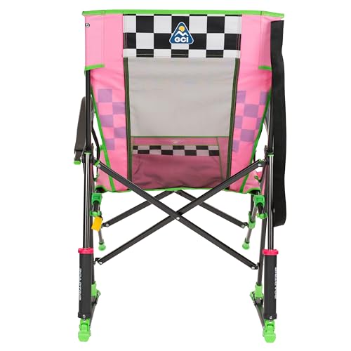 Silla Mecedora Plegable para Camping y Deportes GCI Outdoor NASCAR Roadtrip Rocker con Reposabrazos Duraderos y Porta Bebidas, Rosa miniatura 5