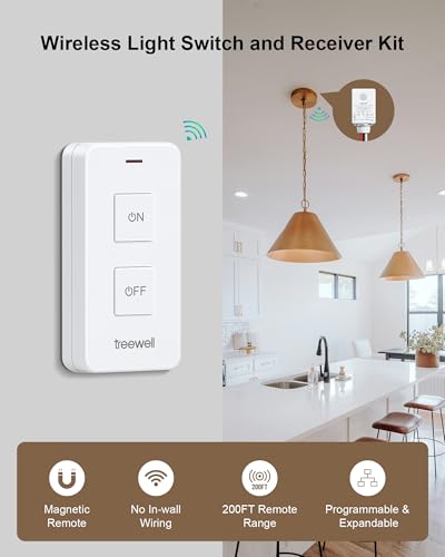 Image of Wireless Light Switch and Receiver Kit with Portable Magnetic Switch