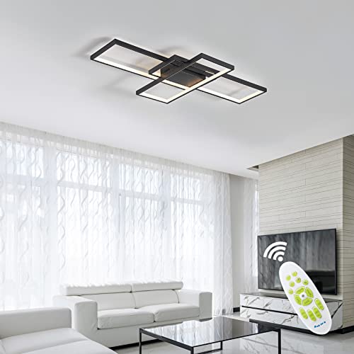 Leniure Black Modern Square LED Light Ceiling Lamp Chandelier Lighting Fixture 35