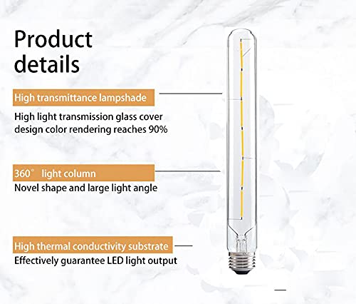 ZRJIA E27 T30 300mm Decoratieve LED Lamp Vintage Stijl Retro Industrieel Antiek Edison E27 T30 6W 600lm 2700K warm wit 360° 230V, Geen Flikkering, Niet-dimbaar (Pack van 2) - Image 3