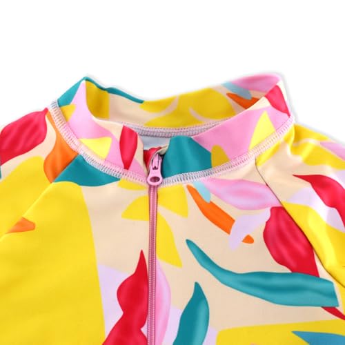 Girls Long Sleeve Swimsuit One Piece Bathing Suit Zipper UPF 50+ Rash Guard Swimwear Size 3-12T3