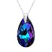 Purple Blue 925 Sterling Silver Made with Swarovski Elements Teardrop Pendant Necklace for Women,18"