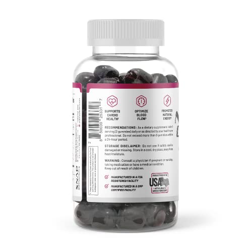 Snap Supplements Sugar Free Nitric Oxide Beet Root Gummies - Heart Health, Energy Boost, Circulation, Beet Root Chewables, Beetroot Nitric Oxide Booster (60 Gummies) #TOP5