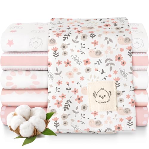 Image of Organic Burp Cloths Baby Boy, Girl, 6-Pack Large Burping Cloths (Sweet Charm) | 100% Cotton Burp Clothes for Babies, Newborns Spit Up Rags, Super Soft, Absorbent Towels, Gender Neutral, Machine Washable