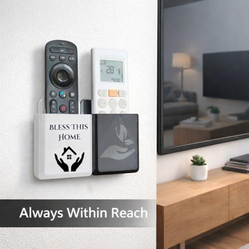 Image of Rainbow Dots Dual Color Remote Holder for Wall, Universal Fit for AC TV & Streaming Remotes, No-Drill 3M Mount, Durable ABS, Black & White