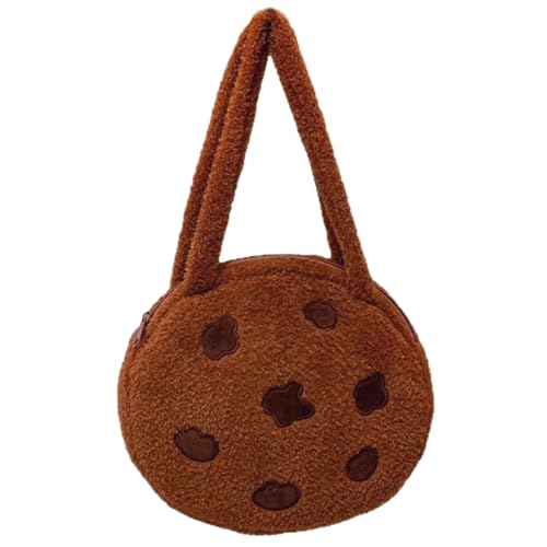 Sac à main à biscuits en peluche moelleux au chocolat avec bandoulière