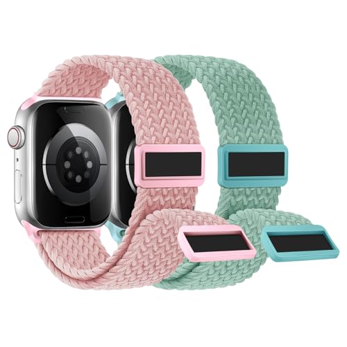 【2枚入り】Knossen コンパチブル アップルウォッチ バンド 49/46/45/44/42mm 編み込み Apple Watch バンド ナイロン 磁気吸着式バックル 強力なマグネット アップルウォッチ スポーツベルト 伸縮性 iWatch Ultra 3 2 1 Series 11 10 9 8 7 6 5 4 3 2 1 SEに対応 調整可能 柔軟 通気