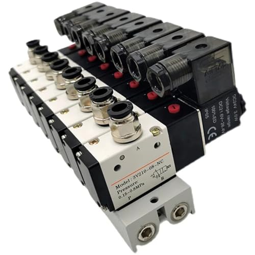 Colector de electroválvula neumática 3V210-08 resistente AC220V con base de aluminio 2