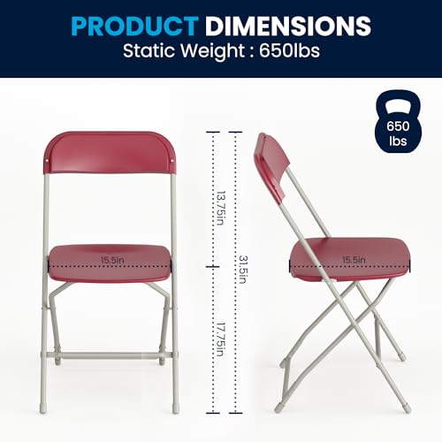 Image of Flash Furniture Hercules Series Plastic Folding Chair - Red - 650LB Weight Capacity Comfortable Event Chair - Lightweight Folding Chair