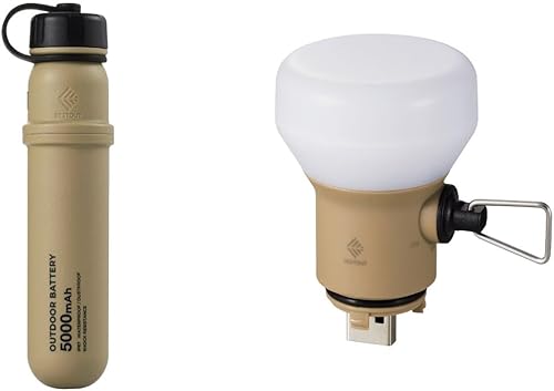 ELECOM NESTOUT - Cargador portátil y lámpara, batería de 5000 mAh para exteriores, carga rápida PD USB-C de 32 W, batería y luz para campamento,