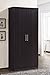 HODEDAH IMPORT Furniture 2 Door Wardrobe with Adjustable/Removable Shelves & Hanging Rod, Chocolate