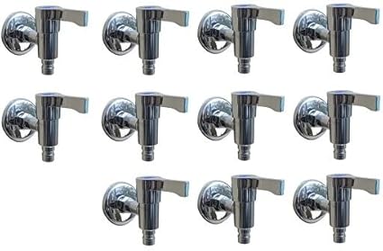 Spazio Stainless Steel Stick Collection Washing Tap (Pack of 11) for Washing Machine with Wall Flange Chrome Plated Brass Disc