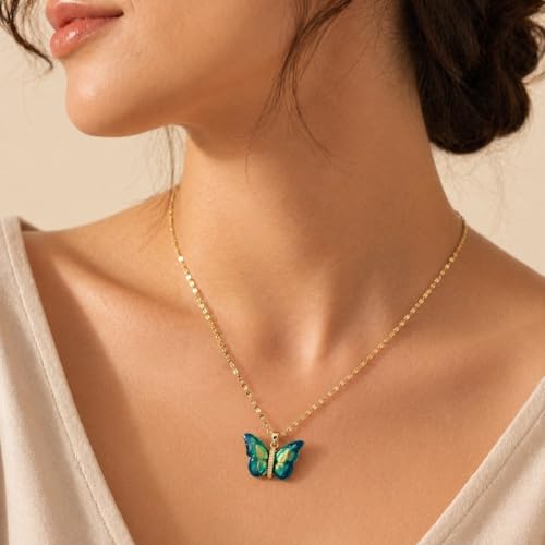 MEENAZ Butterfly Pendant Necklace Gold - Image 4
