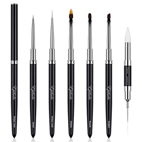 Eptbsdu 6 Pcs Nail Art Brushes - Fine Liner Striping, Dotting Pen, Ombre Brush for Salon at Home DIY Manicure