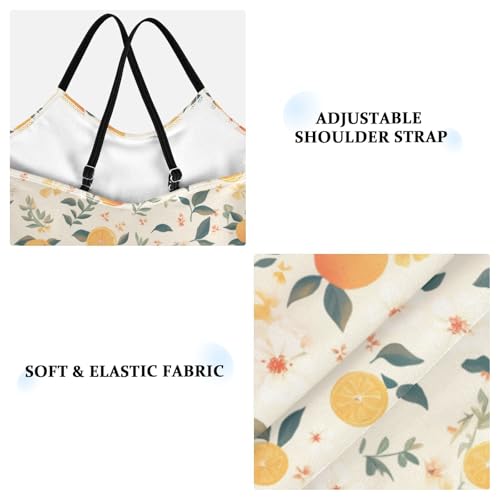 KLL Floral Pattern Orange Fruits Girl 1 Piece Swim Suit Summer Swimming Suits Adjustable Shoulder Strap Quick Dry3