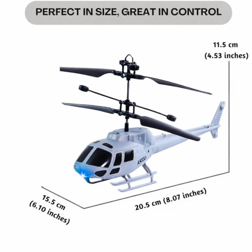 Image of KIDZYMON RC Helicopter with Hand Gravity Sensor, Flying Remote Control Helicopter Toy, Rechargeable, 3D Light & Safety Sensor for Kids Age 4+ Years, Pack of 1, Military Black Remote