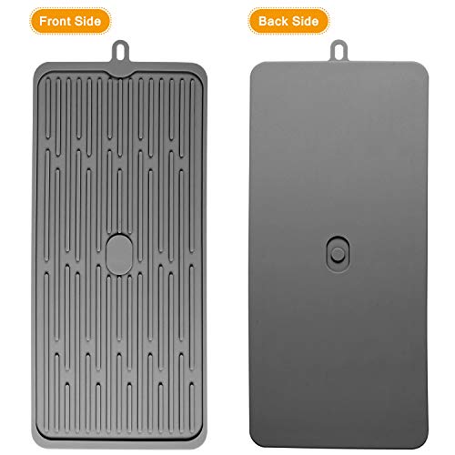 Silicone Dish Drying Mat 18”X8”, Heat Resistant Trivets For Kitchen Counter, Draining Mat, Sink Mat, Hot Pads For Multiple Usage (Dark Grey) #TOP4