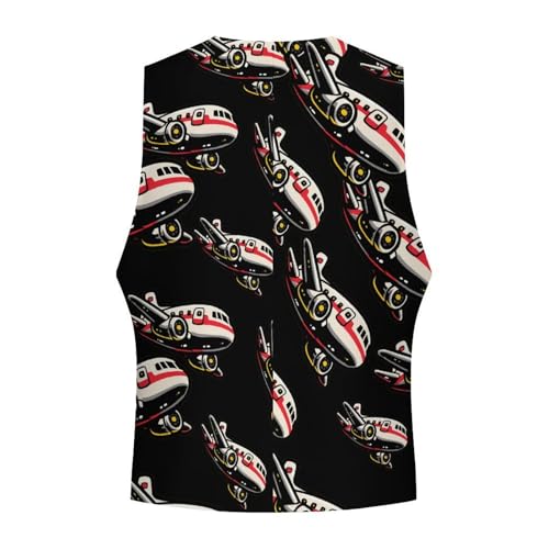 Airplane Men's Suit Vest Slim Fit Business Dress Party Pattern Waistcoat Vest Top4
