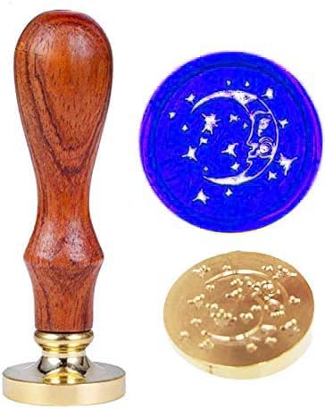 Moon Smile Wax Seal Stamp,YGHM Natural Rosewood Handle Sealing Wax Stamp Kit Gift Wine Package Wedding Invitations Card Envelope Vintage Seal Stamp